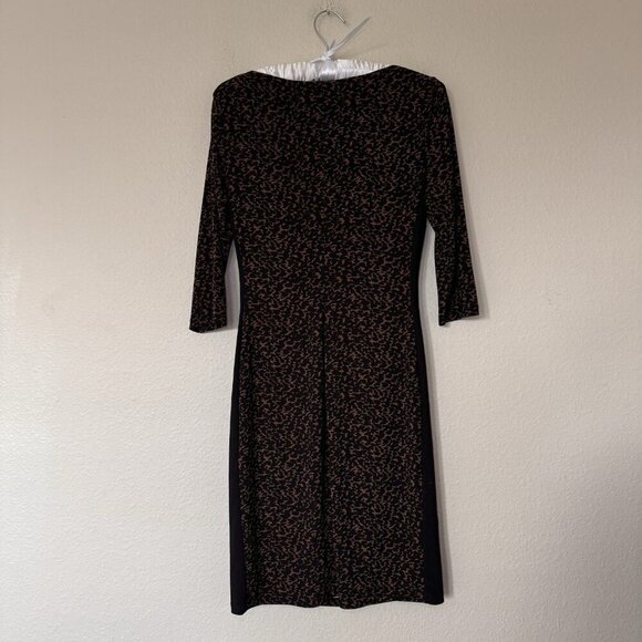 Ralph Lauren Caramel Black Contrast Panel Side Ruched Stretch Jersey Dress $139 - Picture 6 of 8